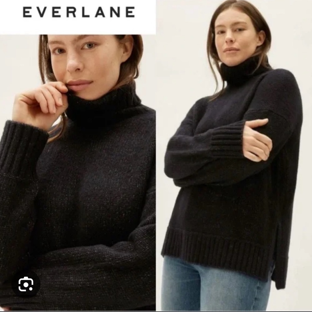 Everlane Heathered Black The Cloud Turtleneck size small